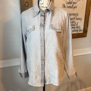 Draper's & Damon's Gray Suede Button-Up Shirt